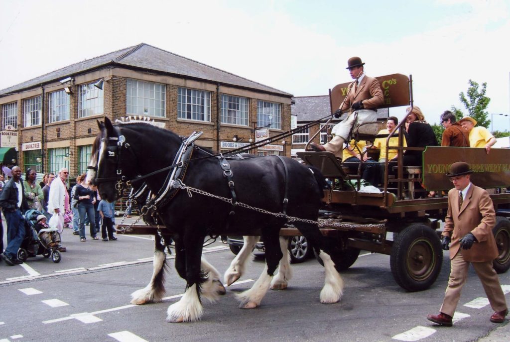 Wandle Valley Festival - 16th Birthday of Merton Abbey Mills, Merton SW19. The Mayor of Merton arriving on the cart.