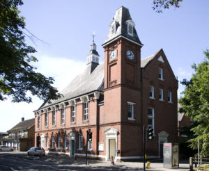The Vestry Hall, London Road, Mitcham CR4. This council-owned building now houses volunteer and charitable organisations. It was built in 1887 on a site used from 1765 as a 'Watch House' or gaol. This earlier building, after its use as a prison had ceased, was converted to house the hand-operated fire engine.