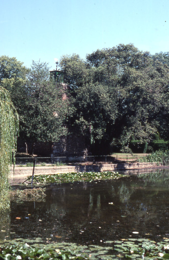 The Canons Pond, The Canons, Madeira Road, Mitcham, Surrey CR4. Originally two ponds when owned by the prior and convent of St. Mary Overy at Southwark in the Middle Ages.