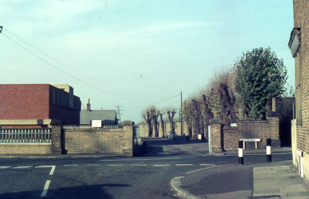 Byegrove Road, Colliers Wood, London SW19. Entrance to Wandle Valley Sewage Works.