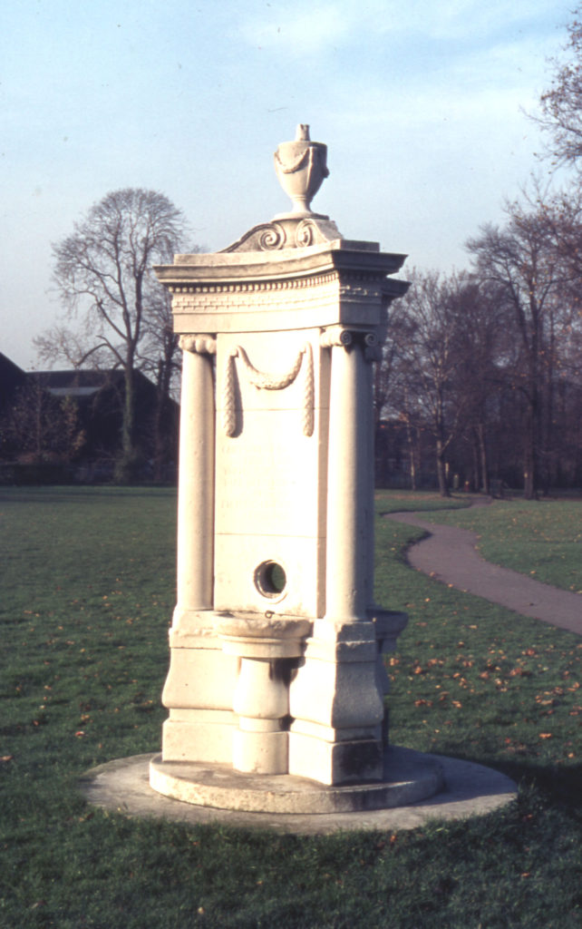 Memorial to John Feeney in Wandle Park, Colliers Wood, London SW19.