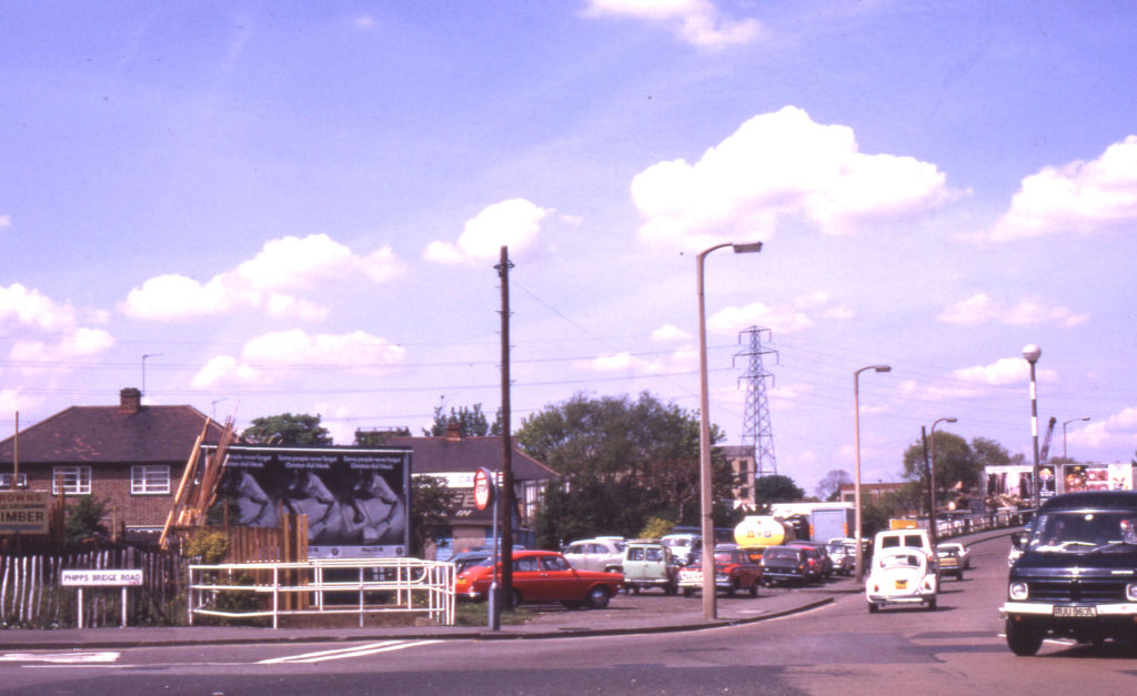 Junction of Phipps Bridge Road (now Liberty Avenue) and Church Road, Colliers Wood, London SW19. Looking north from Church Road. Was Jacob