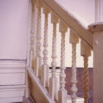 Durham house interior, Upper Green, Mitcham, Surrey CR4. Balusters to staircase from first to second floor