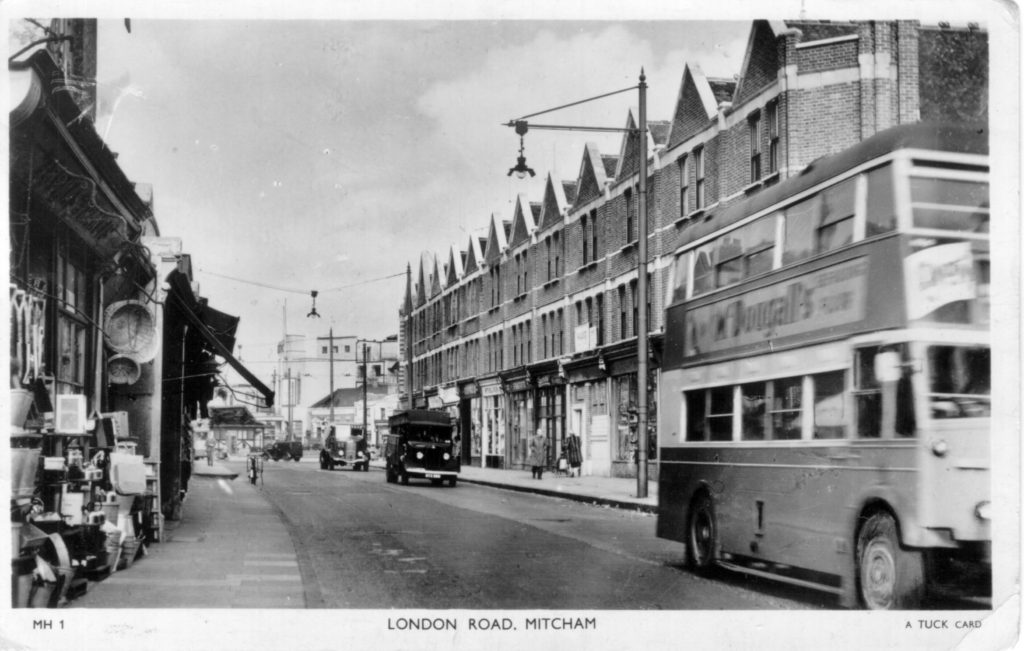 London Road, Mitcham. Undated Tuck postcard, early 1950s.