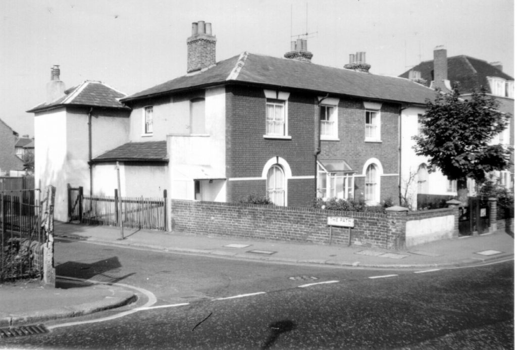 40-38 Morden Rd SW19. This terrace of cottages were the first to be built in the Merton section of Nelson's former Merton Place estate (1970) WJR