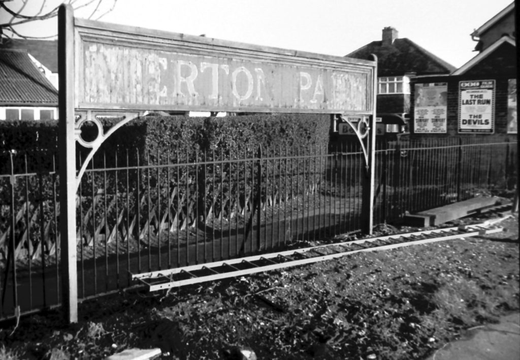 Merton Park station nameboard (1972) WJR