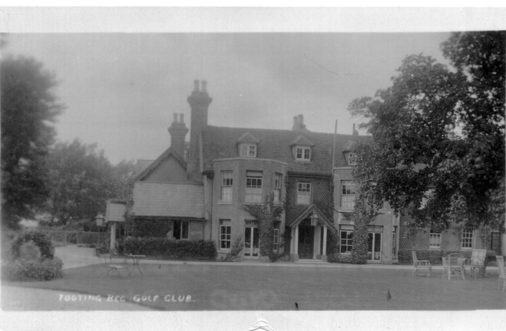 'Tooting Bec Golf Club', formerly New Barns Farmhouse, then South Lodge, Mitcham, until 1905. Demolished 1920s.