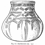 Anglo-Saxon Cemetery, Mitcham: earthenware urn (from H F Bidder Surrey Archaeological Collections 21 (1908) p.10