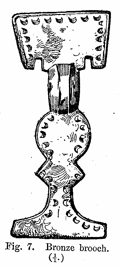 Anglo-Saxon Cemetery, Mitcham: bronze brooch (from H F Bidder Surrey Archaeological Collections 21 (1908) p.8)